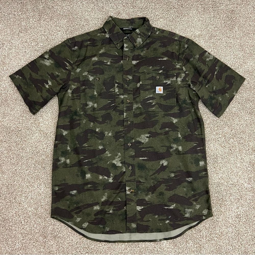 Carhartt rugged flex Midway SS canvas camo shirt size L